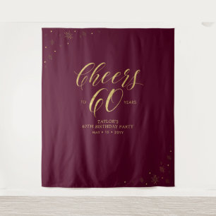 Bis 60 Jahre   Gold & Red Geburtstagsparty Wandteppich