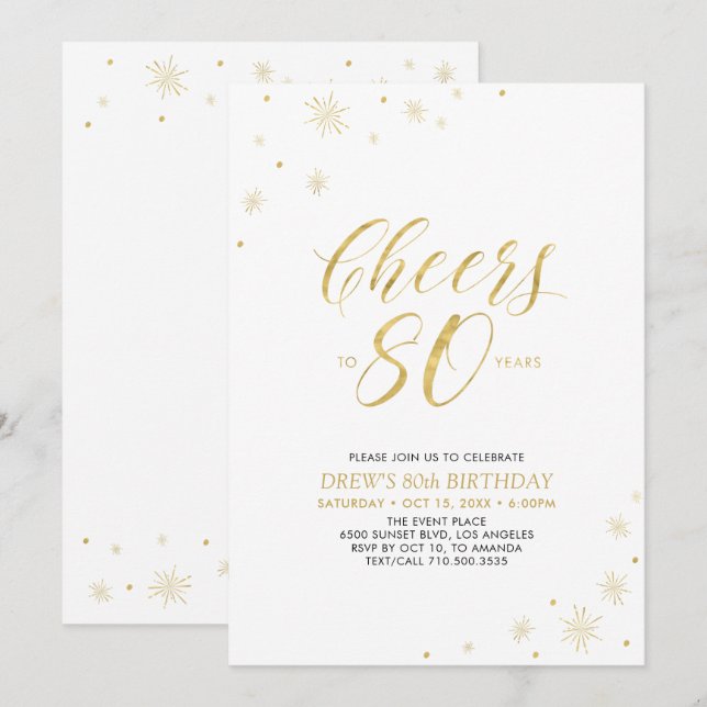 Bis 80 | 80. Geburtstagsparty Einladung (Vorne/Hinten)