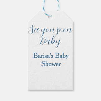 bis bald baby shower blau name datum einfach geschenkanhänger