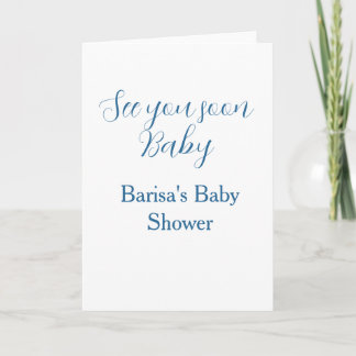 bis bald baby shower blau name datum einfach karte