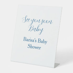 bis bald baby shower blau name datum einfach sockelschild