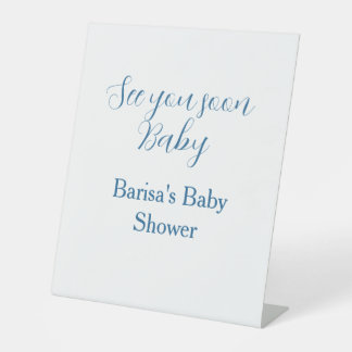 bis bald baby shower blau name datum einfach sockelschild
