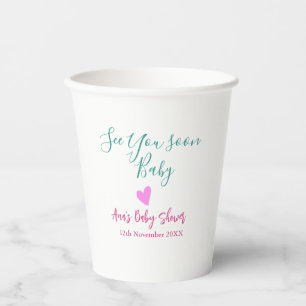 bis bald baby shower grün pink herz trendy m pappbecher