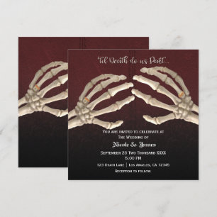 Bis dass der Tod bunter Skelettgold Hochzeit Ehe Einladung