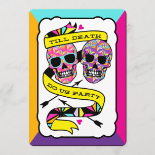Bis dass der Tod uns feiert - Neon-Hochzeit (leer) Einladung