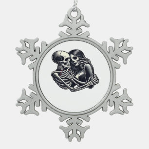 Bis dass der Tod uns - Gothic Skelett Paar Kunst K Schneeflocken Zinn-Ornament