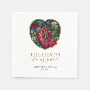 Bis dass der Tod uns scheidet Gothik-Herz Hallowee Serviette