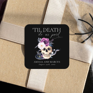 'Bis dass der Tod uns scheidet' Lila & Schwarze Ho Quadratischer Aufkleber