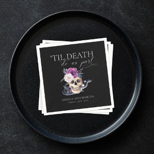 'Bis dass der Tod uns scheidet' Lila & Schwarze Ho Serviette