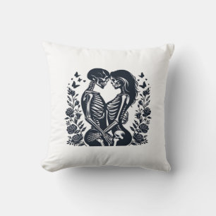 Bis dass der Tod uns – Skelett-Paar Gothic Design Kissen