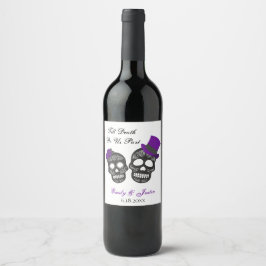 Bis der Tod uns Lila Personalisierte Hochzeit mach Weinetikett
