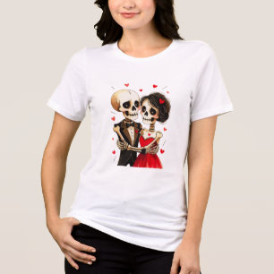 Bis der Tod uns scheidet Skelett-Paar-Design Tri-Blend Shirt