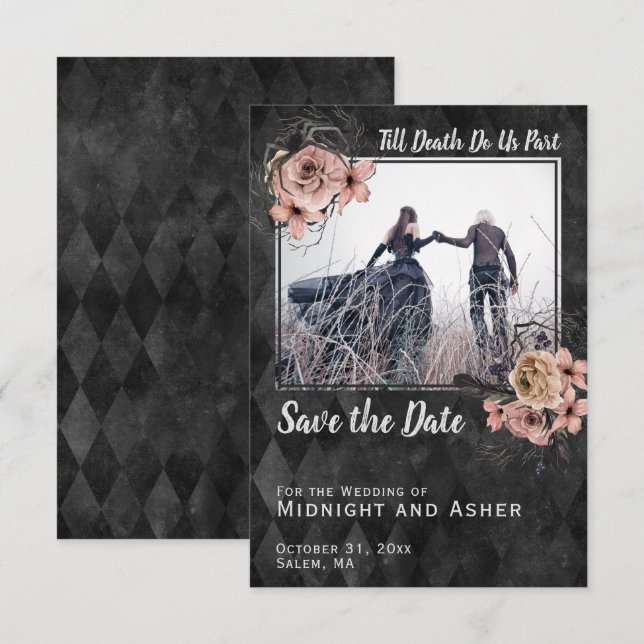 Bis der Tod uns Teil der gotischen Rose Save the D Date (Vorne/Hinten)