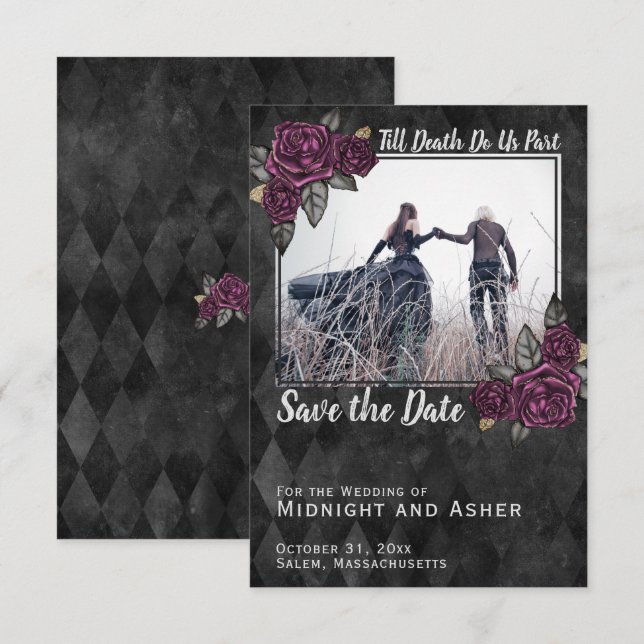 Bis der Tod uns Teil der gotischen Rose Save the D Date (Vorne/Hinten)
