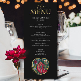 Bis der Tod uns Teil des Herzens Halloween Gold Menükarte