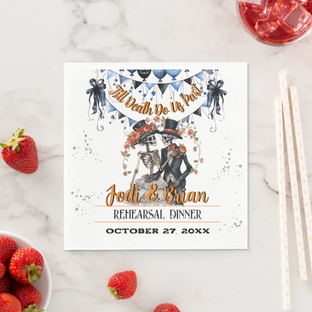 Bis der Tod uns Teil Halloween Hochzeit Willkommen Serviette (Beispiel)