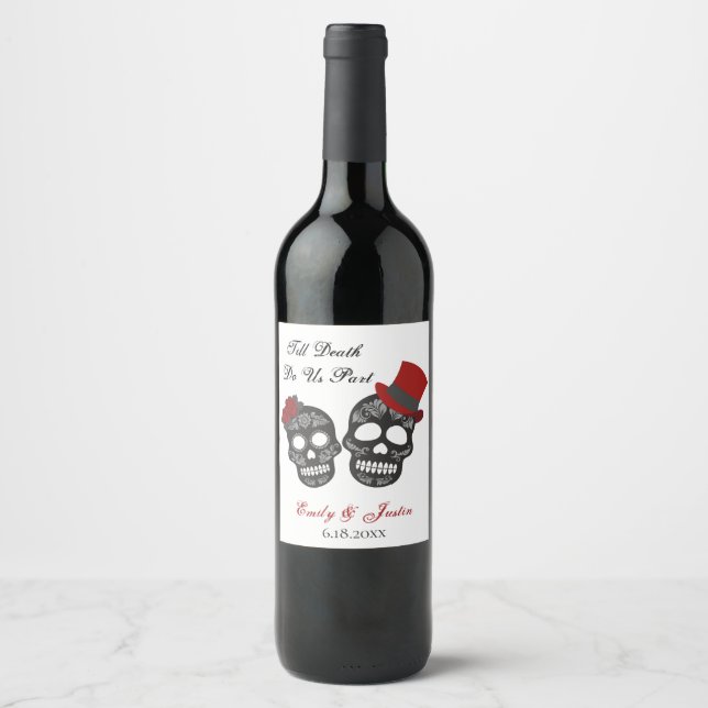 Bis der Tod uns Teil macht | GASTGESCHENK HOCHZEIT Weinetikett (Vorderseite)