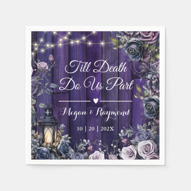 Bis der Tod uns Teil macht | Gothic Lila Dark Wedd Serviette (Vorderseite)