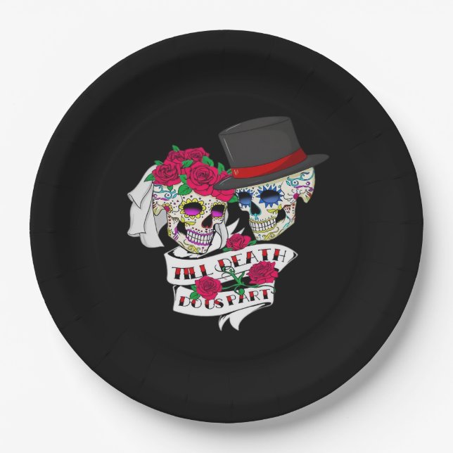 Bis der Tod uns Teil Schädel Pappteller (Vorderseite)
