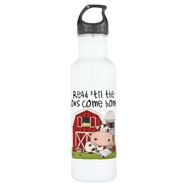 Bis die Kühe kommen Zuhause Edelstahlflasche (Vorderseite)