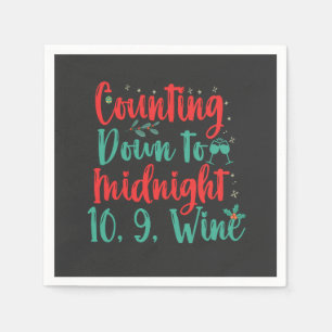 Bis Mitternacht 10 9 wine Funny Xmas Serviette
