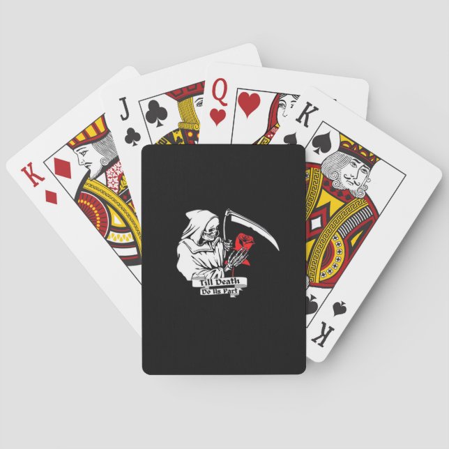 Bis Tod macht uns Teil - grimmige Sensenmann-Liebe Spielkarten (Rückseite)