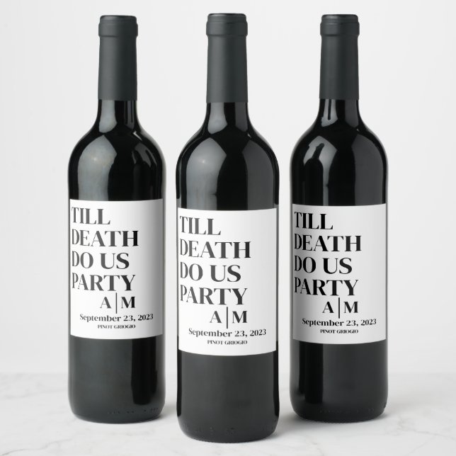BIS TOD UNS PARTY Hochzeitsweinlabel Weinetikett (Flaschen)