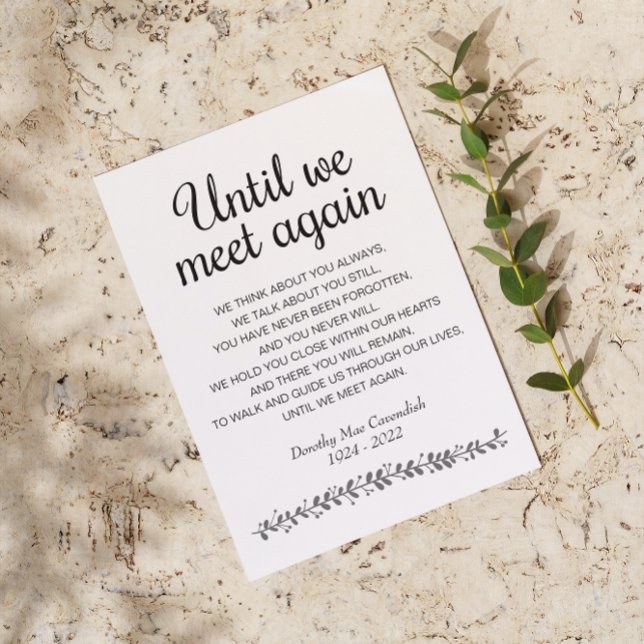 Bis wir wieder Beerdigung Gedicht Memorial treffen Postkarte (Von Creator hochgeladen)