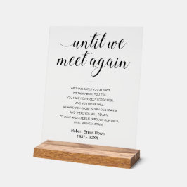 Bis wir wieder Beerdigung Gedicht mit Namen treffe Acrylschild