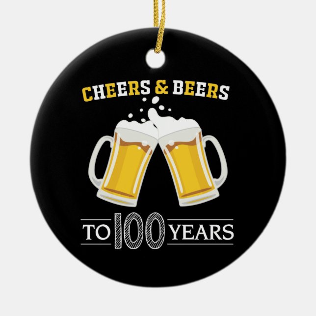 Bis zu 100 Jahre Käse und Bier Keramik Ornament (Vorne)