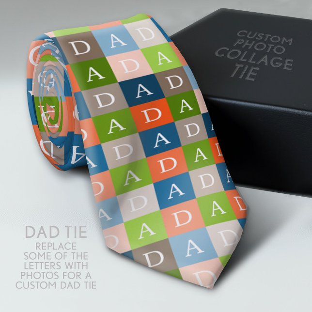 Bis zu 16 Fotos oder bewahre DAD Krawatte (Custom Photo Collage Tie - Create Your Own Look)