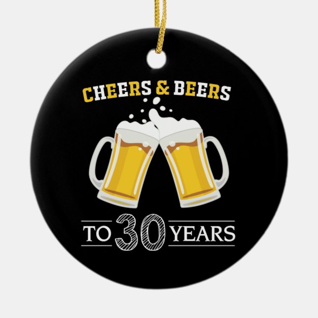 Bis zu 30 Jahre Käse und Bier Keramik Ornament (Vorne)