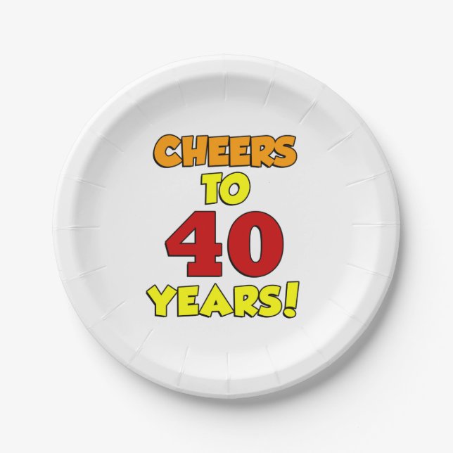 Bis zu 40 Jahre buntes Party Pappteller (Vorderseite)