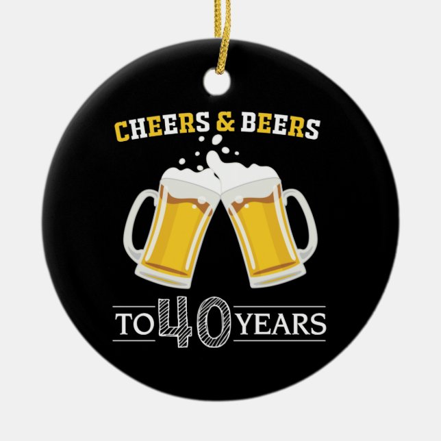 Bis zu 40 Jahre Käse und Bier Keramik Ornament (Vorne)