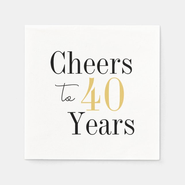 Bis zu 40 Jahre Minimales Black Gold Party Serviette (Vorderseite)