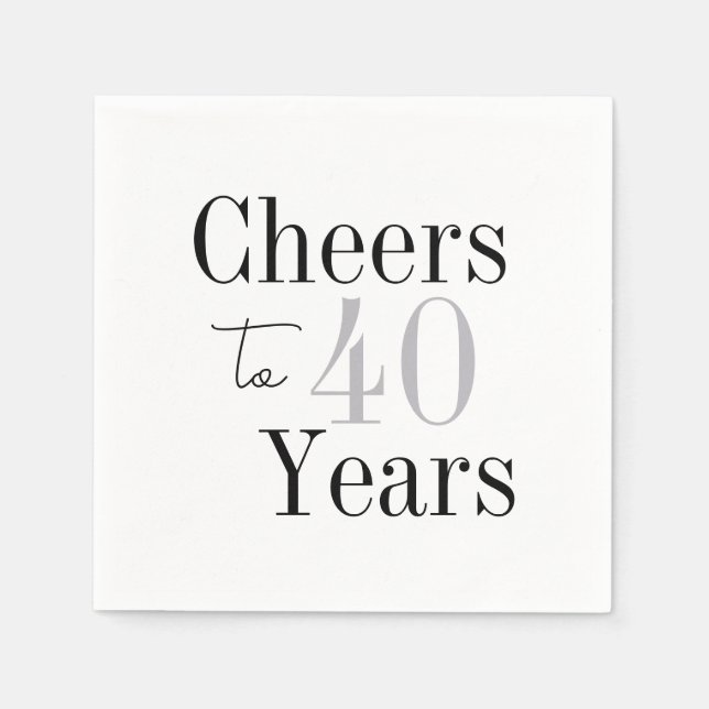 Bis zu 40 Jahre Minimales Silber-Party Serviette (Vorderseite)