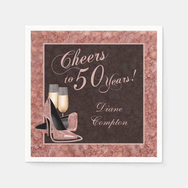 Bis zu 50 Jahre Rose Gold Serviette (Vorderseite)
