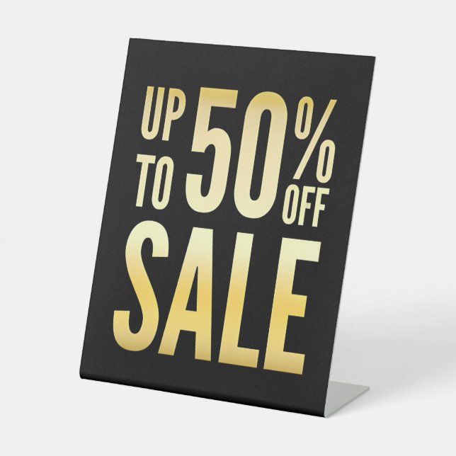 Bis zu 50 % Rabatt für Tabletop im Einzelhandel El Sockelschild (Vorderseite)