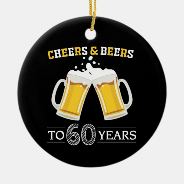 Bis zu 60 Jahre Käse und Bier Keramik Ornament (Vorne)