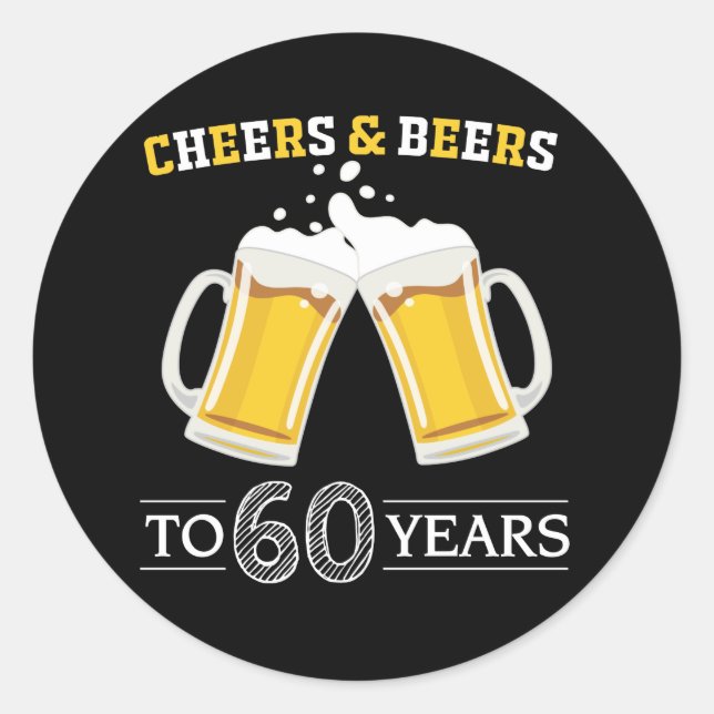 Bis zu 60 Jahre Käse und Bier Runder Aufkleber (Vorderseite)