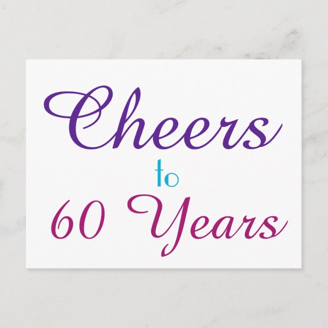 Bis zu 60 Jahre Lila blaues Rosa Postkarte (Vorderseite)