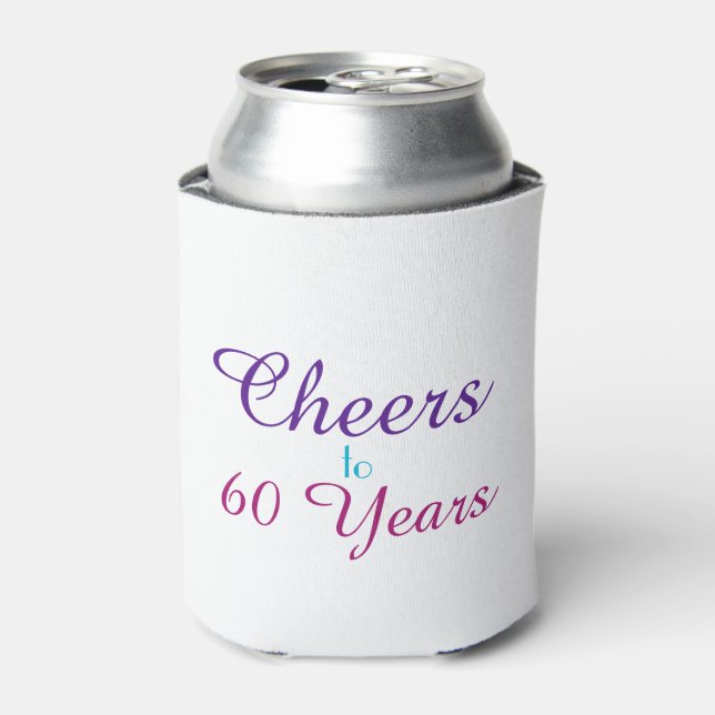 Bis zu 60 Jahre Pink Blue Lila Can Cooler Dosenkühler (Kanne Vorderseite)