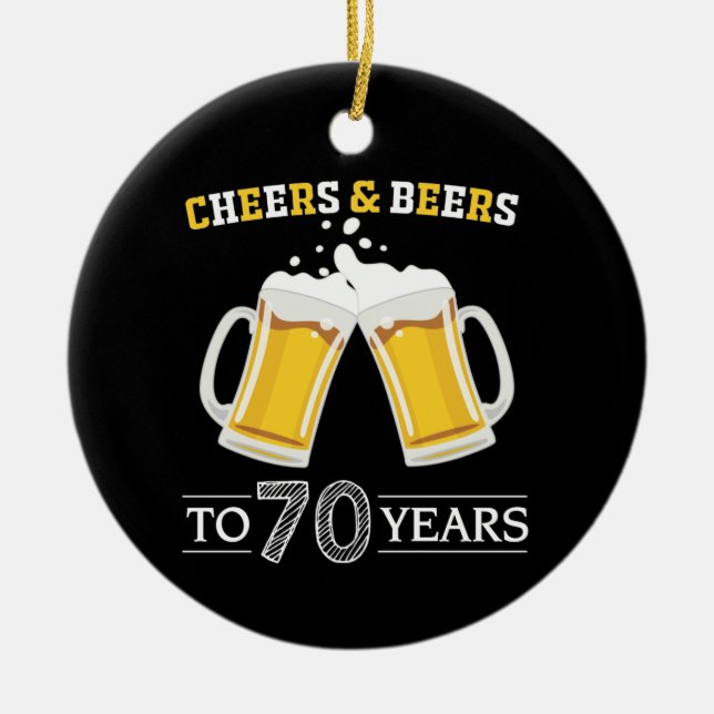 Bis zu 70 Jahre Käse und Bier Keramik Ornament (Vorne)