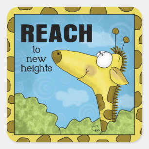 Bis zu New Heights Giraffe Quadratischer Aufkleber