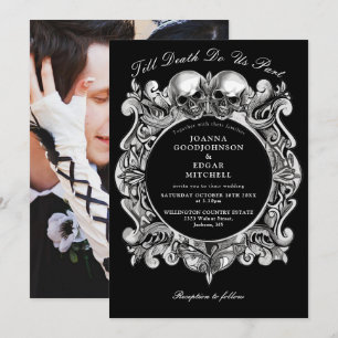 Bis zum Hochzeitstag des gotischen Skulls-Fotos Einladung