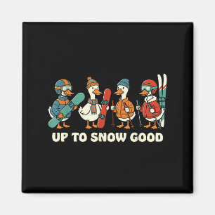 Bis zum Schnee gut lustige Gans Skifahren Snowboar Magnet