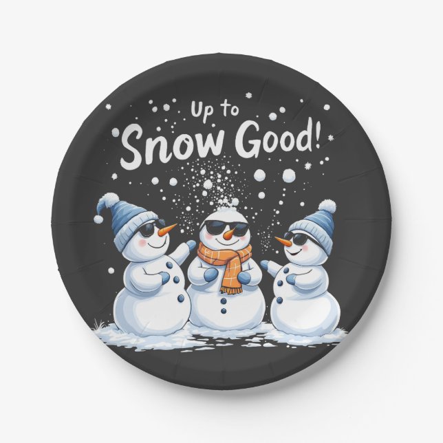 Bis zum Schnee Gute Weihnachten Schneemanns Pappteller (Vorderseite)