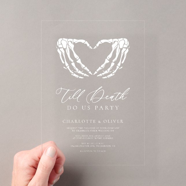 Bis zum Tod Chic Moderne gotische Hochzeit Acryleinladungen (Insitu (Handheld))