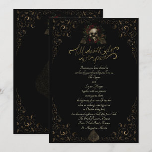 Bis zum Tod goldene ornamentale elegante gothische Einladung