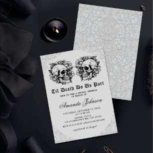 Bis zum Tod Gothic Floral Skull Brautparty Einladung
